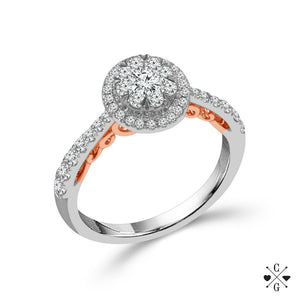 Diamond Engagement Ring 0.75 ct tw 14k White Gold+14k Rose Gold