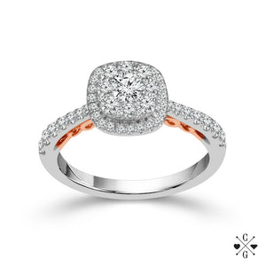 Diamond Engagement Ring 0.75 ct tw 14k White Gold+14k Rose Gold