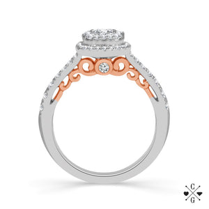 Diamond Engagement Ring 0.75 ct tw 14k White Gold+14k Rose Gold