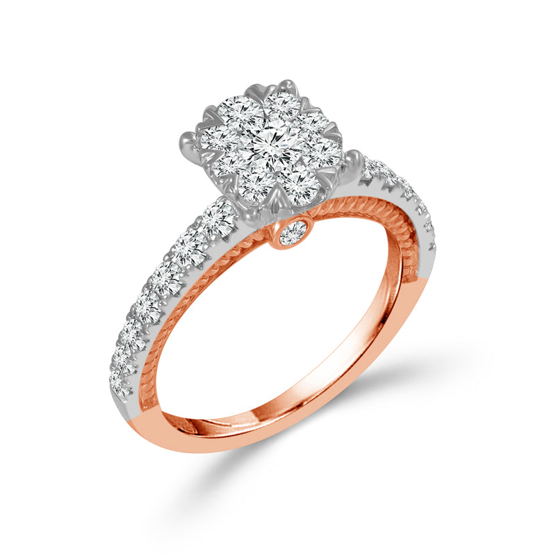 Diamond Engagement Ring 1.25 ct tw 14k White Gold+14k Rose Gold