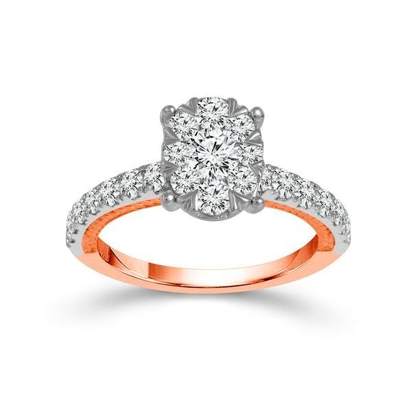 Diamond Engagement Ring 1.25 ct tw 14k White Gold+14k Rose Gold