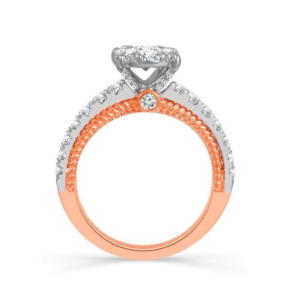 Diamond Engagement Ring 1.25 ct tw 14k White Gold+14k Rose Gold