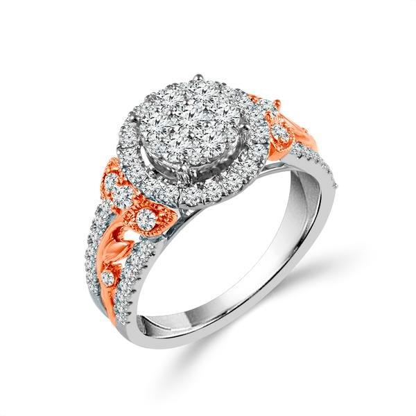 Diamond Engagement Ring 1 ct tw 14k White Gold+14k Rose Gold