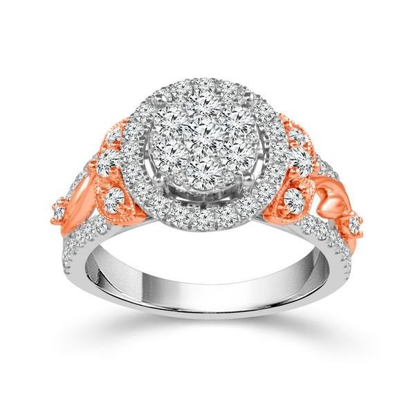 Diamond Engagement Ring 1 ct tw 14k White Gold+14k Rose Gold