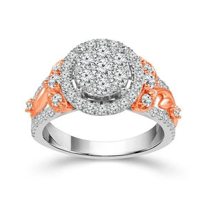 Diamond Engagement Ring 1 ct tw 14k White Gold+14k Rose Gold