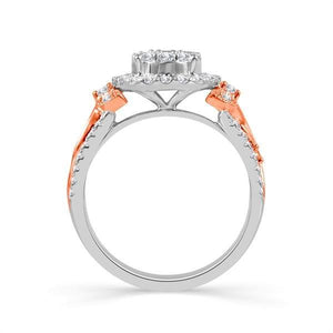 Diamond Engagement Ring 1 ct tw 14k White Gold+14k Rose Gold
