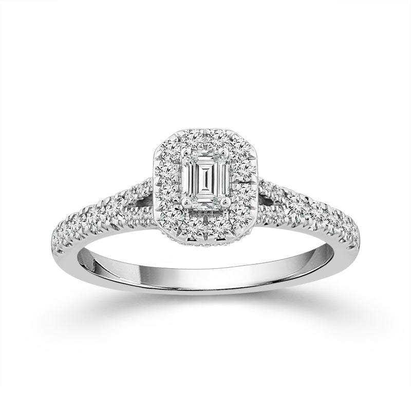 Diamond Engagement Ring 0.63 ct tw Emerald 14k White Gold