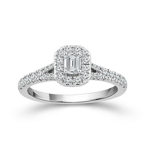 Diamond Engagement Ring 0.63 ct tw Emerald 14k White Gold