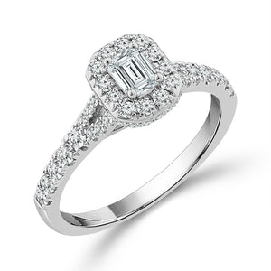 Diamond Engagement Ring 0.63 ct tw Emerald 14k White Gold