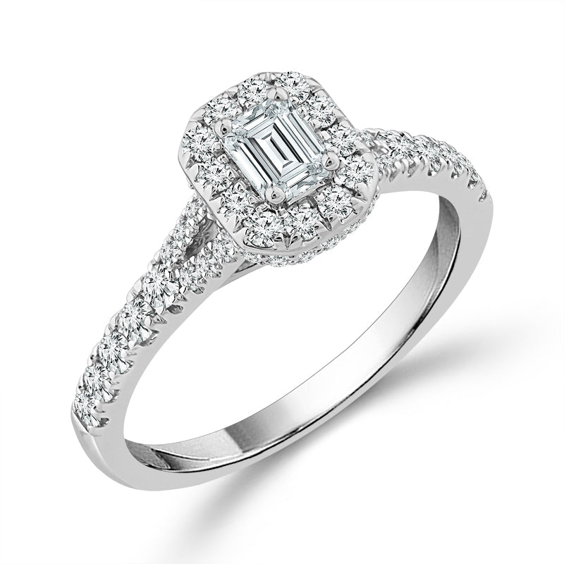 Diamond Engagement Ring 0.63 ct tw Emerald 14k White Gold