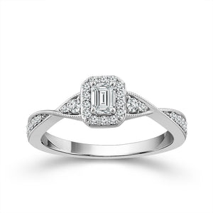 Diamond Engagement Ring 0.40 ct tw Emerald 14k White Gold