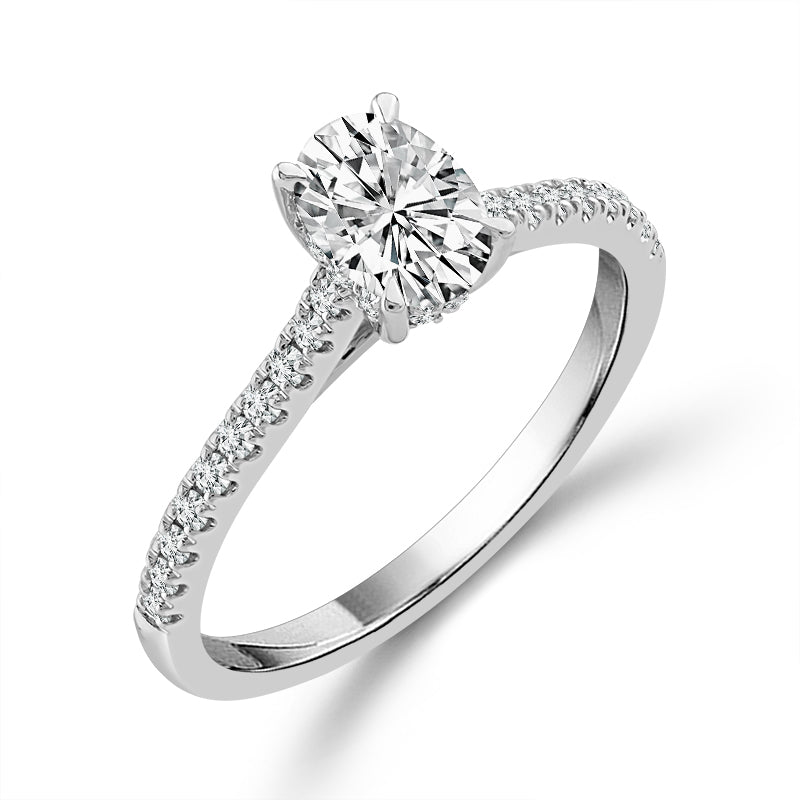 Diamond Engagement Ring 0.76 ct tw Oval round 14k White Gold