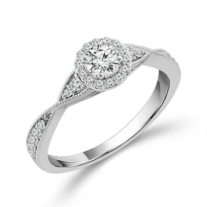Diamond Engagement Ring 0.78 ct tw Round 14k White Gold