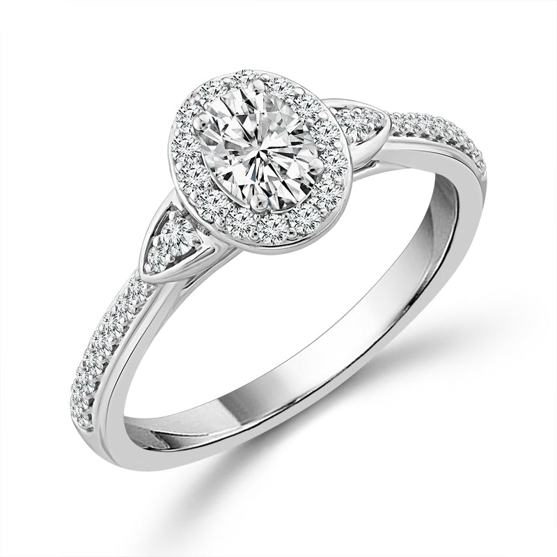 Diamond Engagement Ring 0.78 ct tw Oval round 14k White Gold