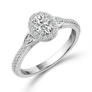 Diamond Engagement Ring 0.78 ct tw Oval round 14k White Gold