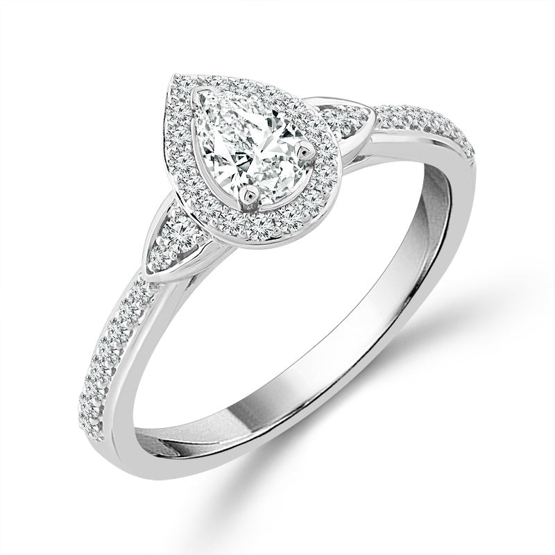 Diamond Engagement Ring 0.78 ct tw Pear round 14k White Gold