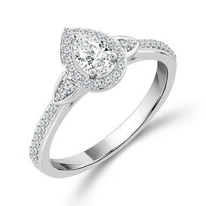 Diamond Engagement Ring 0.78 ct tw Pear round 14k White Gold
