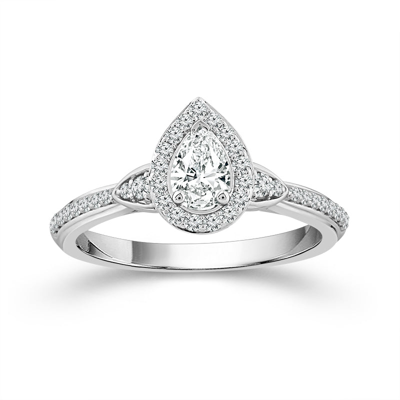 Diamond Engagement Ring 0.78 ct tw Pear round 14k White Gold