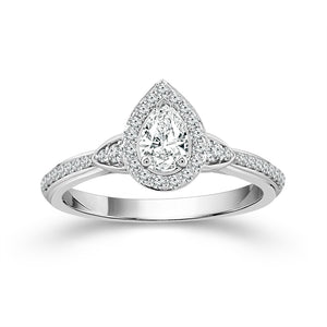 Diamond Engagement Ring 0.78 ct tw Pear round 14k White Gold