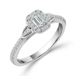 Diamond Engagement Ring 0.78 ct tw Emerald round 14k White Gold