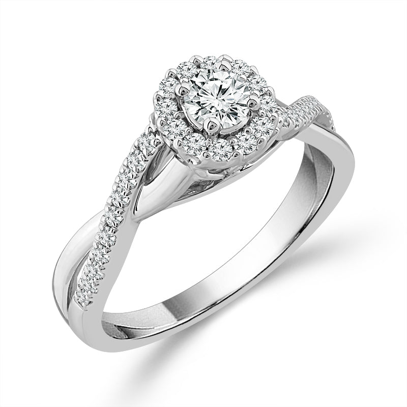 Diamond Engagement Ring 0.77 ct tw Round 14k White Gold