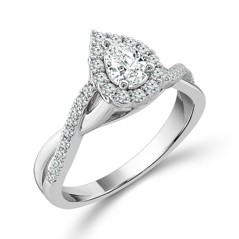 Diamond Engagement Ring 0.77 ct tw Oval round 14k White Gold