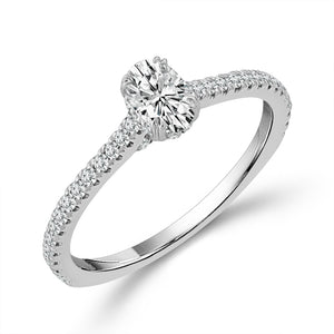 Diamond Engagement Ring 0.78 ct tw Oval round 14k White Gold