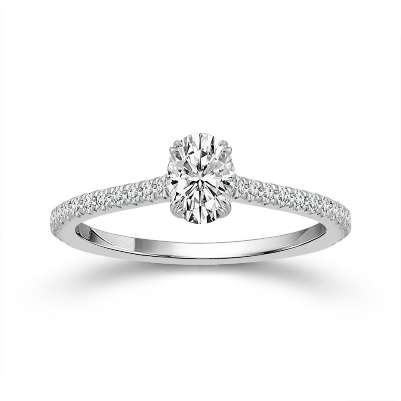 Diamond Engagement Ring 0.78 ct tw Oval round 14k White Gold