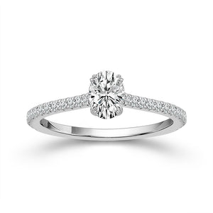 Diamond Engagement Ring 0.78 ct tw Oval round 14k White Gold