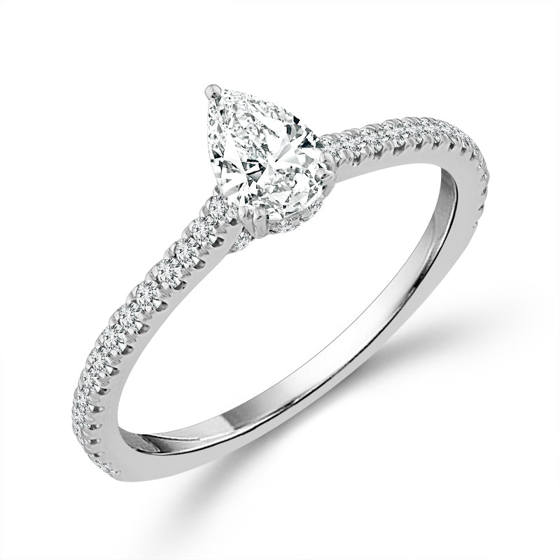 Diamond Engagement Ring 0.78 ct tw Pear round 14k White Gold
