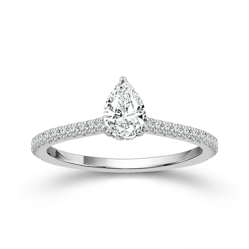 Diamond Engagement Ring 0.78 ct tw Pear round 14k White Gold