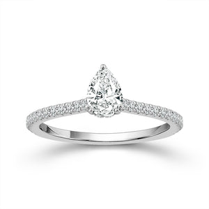 Diamond Engagement Ring 0.78 ct tw Pear round 14k White Gold