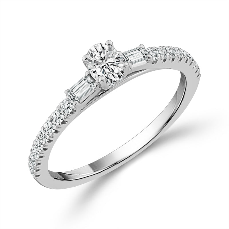 Diamond Engagement Ring 0.5 ct tw Oval bag 14k White Gold