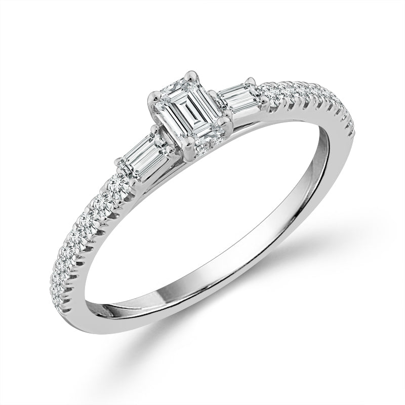 Diamond Engagement Ring 0.5 ct tw Emerald bag 14k White Gold