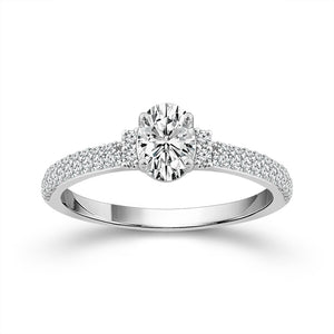 Diamond Engagement Ring 0.77 ct tw Oval round 14k White Gold