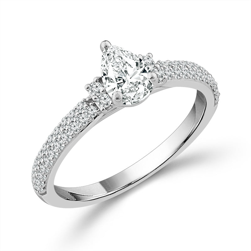 Diamond Engagement Ring 0.75 ct tw Pear round 14k White Gold