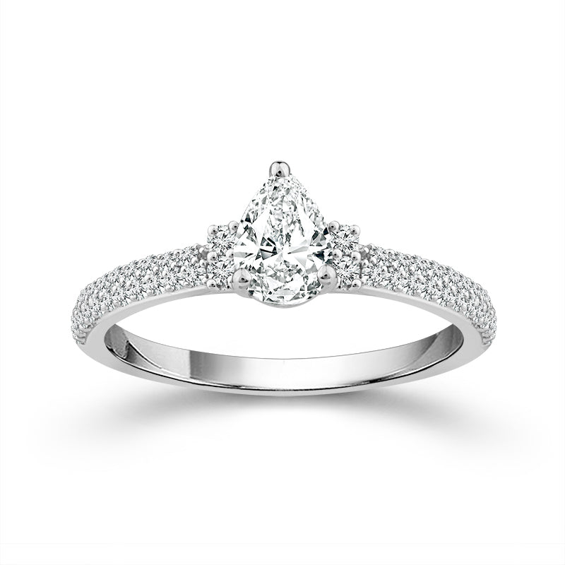 Diamond Engagement Ring 0.75 ct tw Pear round 14k White Gold