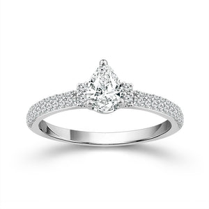 Diamond Engagement Ring 0.75 ct tw Pear round 14k White Gold