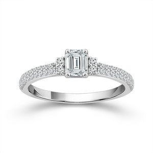 Diamond Engagement Ring 0.77 ct tw Emerald round 14k White Gold