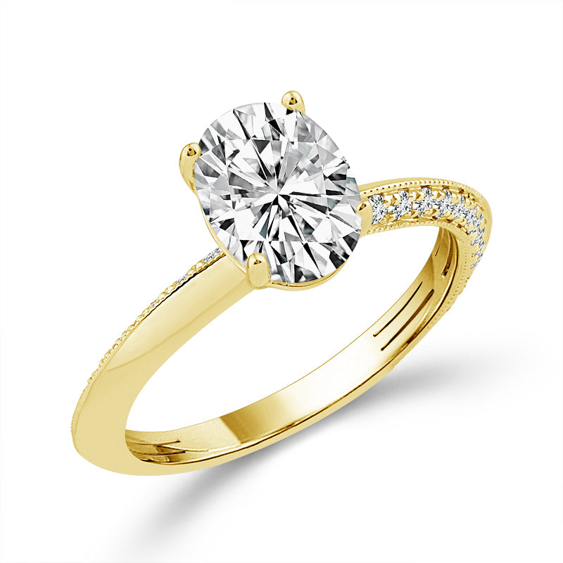 Diamond Engagement Ring 0.25 ct tw Center Oval 14k Yellow Gold