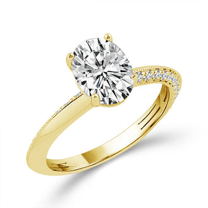 Diamond Engagement Ring 0.25 ct tw Center Oval 14k Yellow Gold