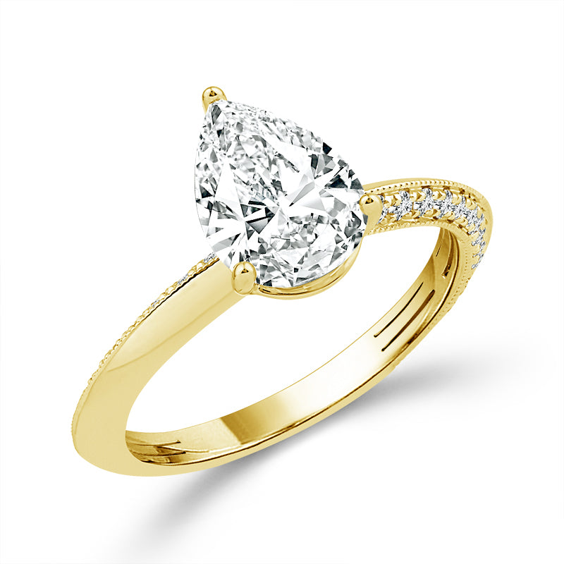Diamond Engagement Ring 0.25 ct tw Center Pear 14k Yellow Gold