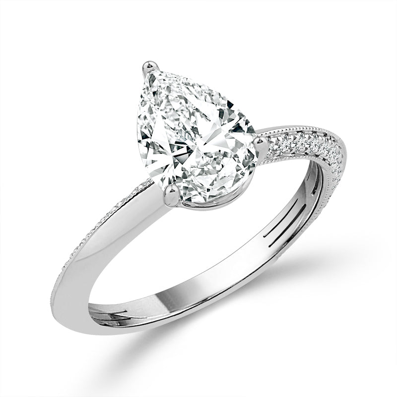 Diamond Engagement Ring 0.25 ct tw Center Pear 14k Yellow Gold