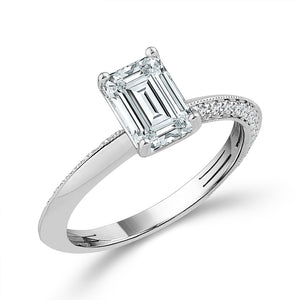 Diamond Engagement Ring 0.25 ct tw Center Emerald 14k Yellow Gold
