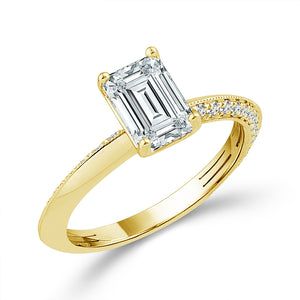 Diamond Engagement Ring 0.25 ct tw Center Emerald 14k Yellow Gold
