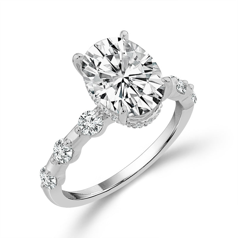 Diamond Engagement Ring 0.63 ct tw Center Oval 14k White Gold