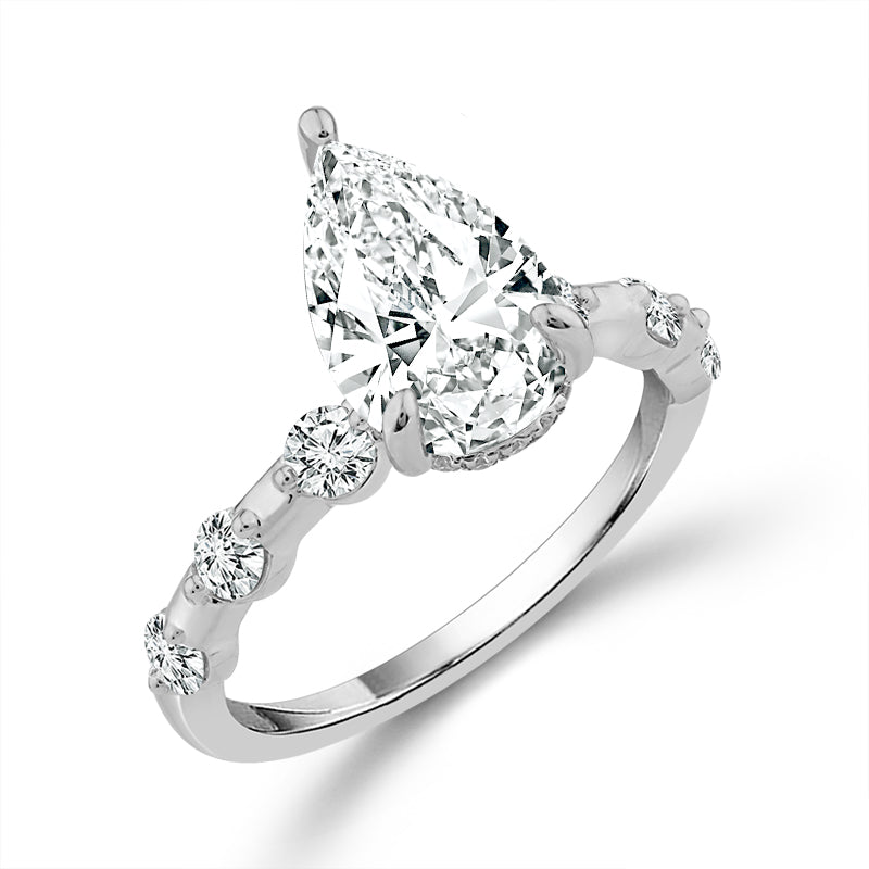 Diamond Engagement Ring 0.63 ct tw Center Pear 14k White Gold
