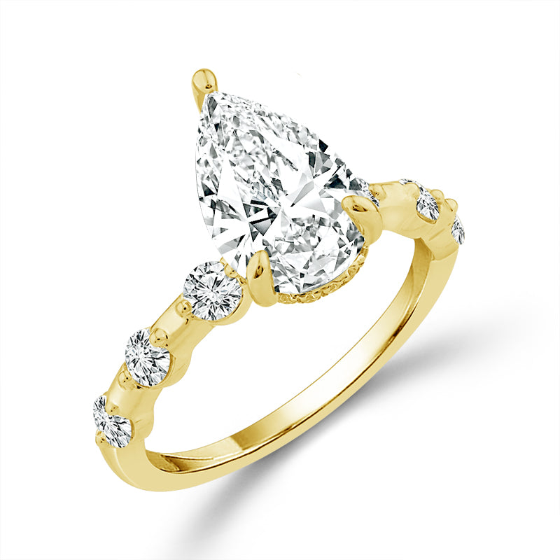 Diamond Engagement Ring 0.63 ct tw Center Pear 14k White Gold