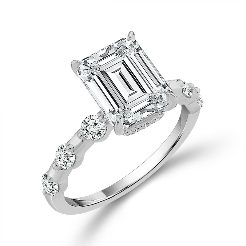 Diamond Engagement Ring 0.63 ct tw Center Emerald 14k White Gold