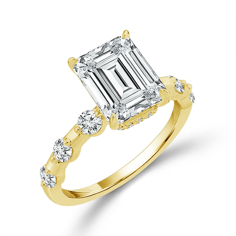 Diamond Engagement Ring 0.63 ct tw Center Emerald 14k White Gold